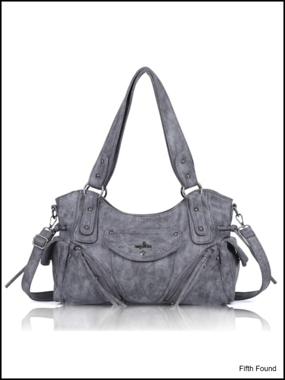Retro Washed Vegan Leather Hobo Bag Studded Crossbody Satchel